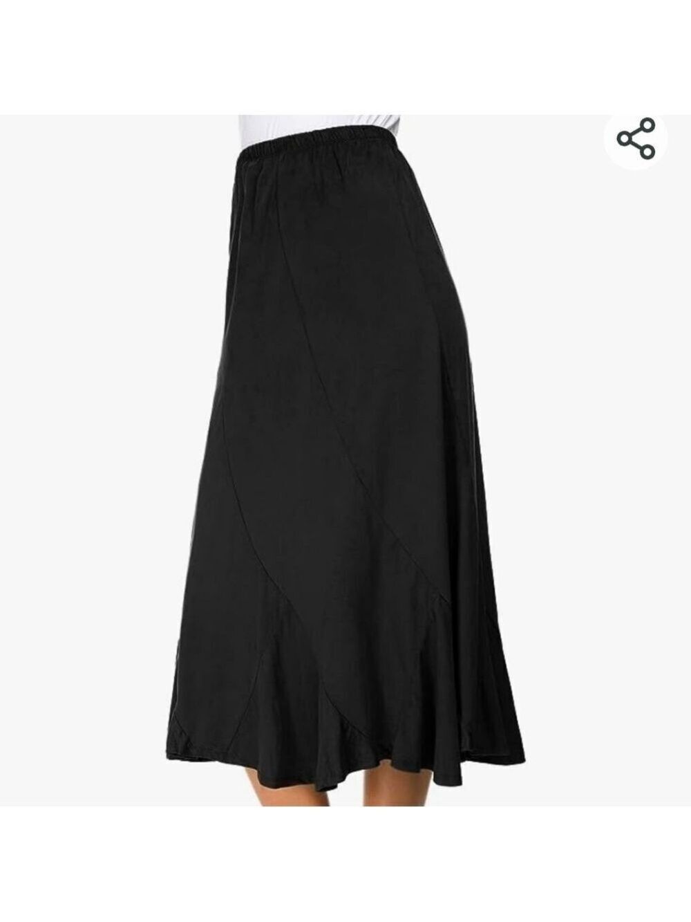 EXCHIC Women's Ankle Length Ruffle Hem Elastic Waist Suede Midi Skirt NWOT Siz S